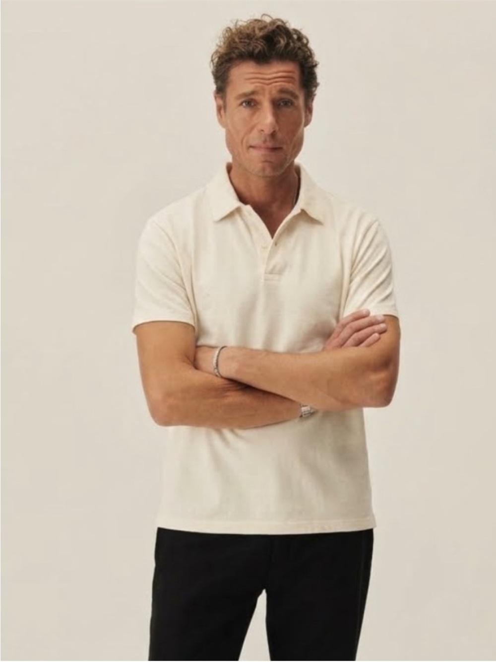 Buck Mason natural Venice wash sueded cotton polo